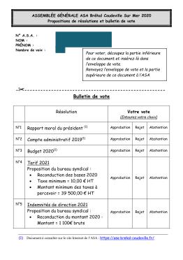 Bulletin de vote avec masque