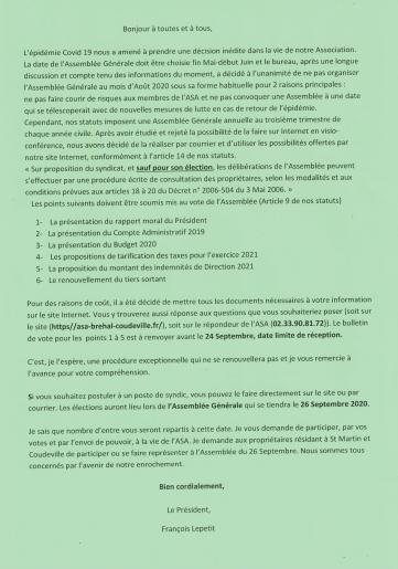 Lettre du Prsident