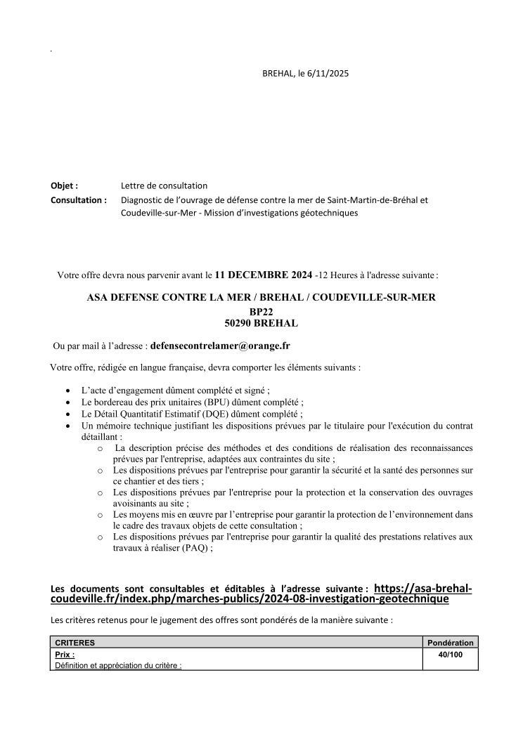 Lettre de  Consultation