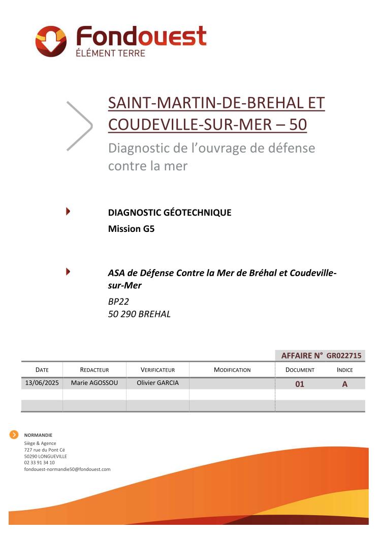 Diagnostic geotechnique Mission G5 Fondouest
